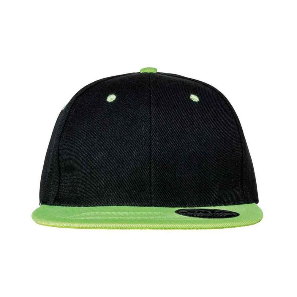 Result Headwear Original Bronx Flat  Cap / Black/Lime